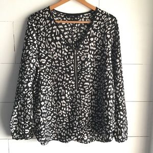 Lovely Leopard Print Top with Front Zipper